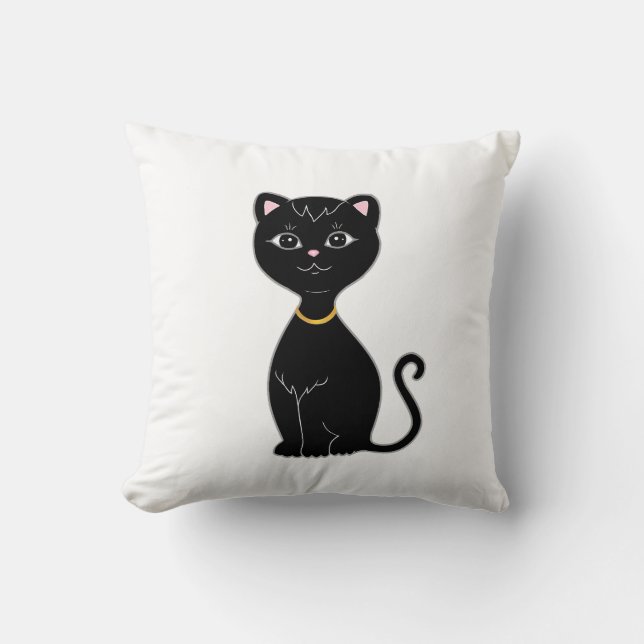 Cojín Decorativo Gato negro lindo (Anverso)