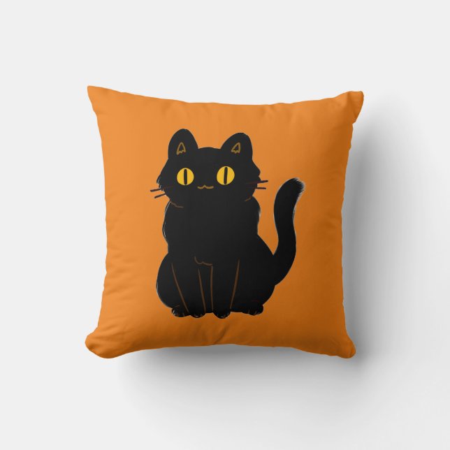 Cojín Decorativo Gato negro lindo (Anverso)