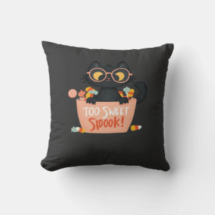 Cojín Decorativo Gato negro lindo de Halloween Demasiado dulce Spoo