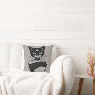 Cojín Decorativo Gato negro lindo estética goth anime
