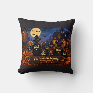Cojín Decorativo Gato negro personalizado de Halloween para familia