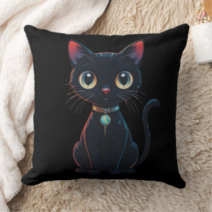 Cojín Decorativo Gato negro poco espeluznante