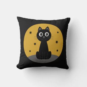Cojín Decorativo Gato negro sentado viendo las estrellas