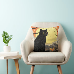 Cojín Decorativo Gato negro Ukiyo-e