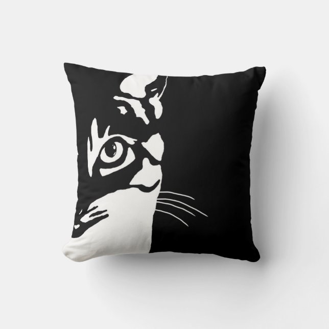 Cojín Decorativo Gato negro y blanco 657 (Anverso)