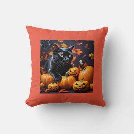 Cojín decorativo Gato negro y calabazas de Hallowe