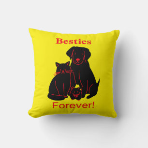 Cojín Decorativo Gato negro y perro Besties para siempre