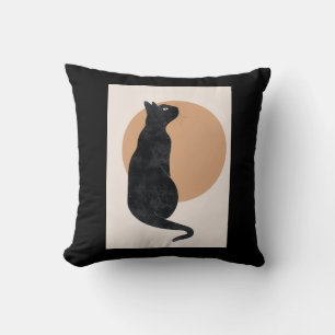 Cojín Decorativo Gato negro y sol amarillo