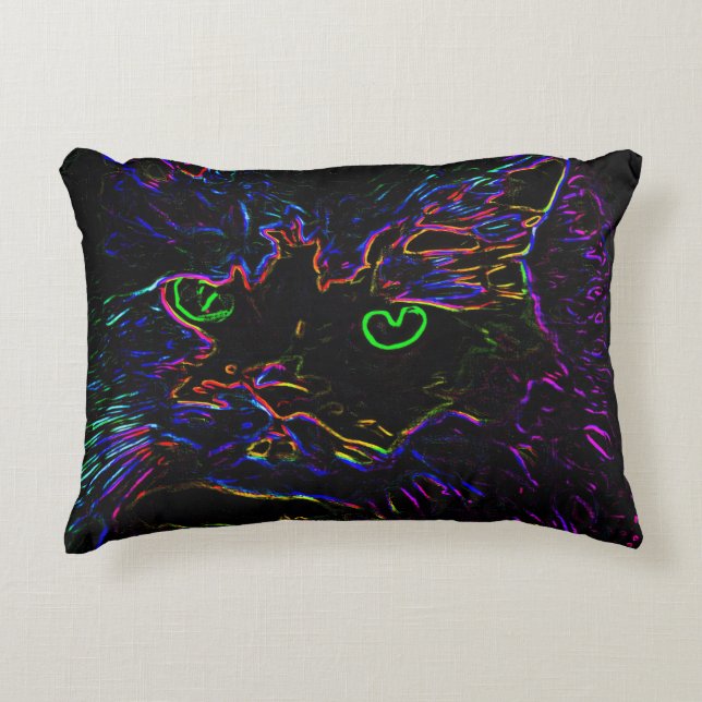 Cojín Decorativo Gato Neon Glow (Anverso)