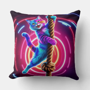 Cojín Decorativo Gato Neon Glow Hanging
