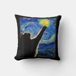 Cojín Decorativo Gato nocturno estrellado, Gato Van Gogh Amante Pap