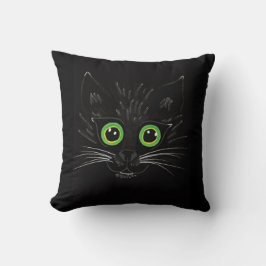 Cojín Decorativo Gato Oído Verde Sonriente