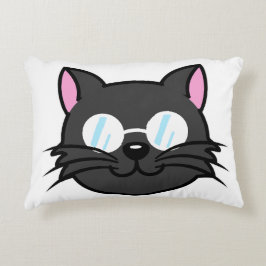 Cojín Decorativo Gato oscuro Gato negro Gato Gris vestido con lente