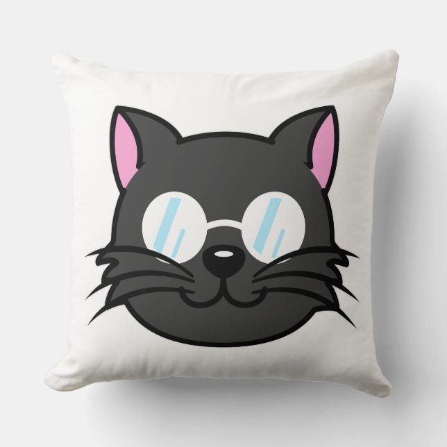 Cojín Decorativo Gato oscuro Gato negro Gato Gris vestido con lente (Anverso)