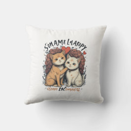 Cojín Decorativo Gato Pareja Amor Cuta Romántica Kitty Decoración H
