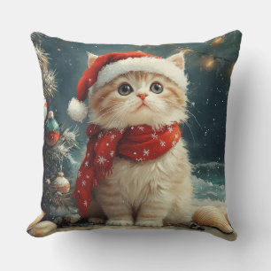 Cojín Decorativo Gato Persa Navidad Playa Vintage
