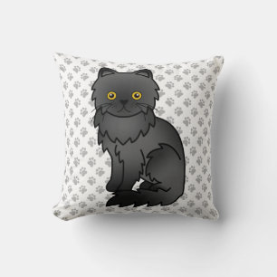Cojín Decorativo Gato persa negro lindo dibujo animado & patas