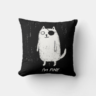 Cojín Decorativo Gato Pirata – Arte Divertido Mínimo de Gatos