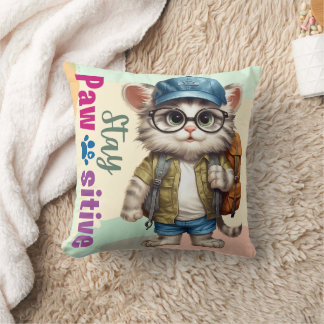 Cojín Decorativo Gato Positivo que Lleva Mochila