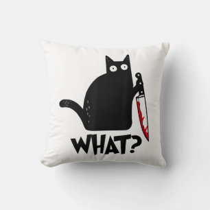 Cojín Decorativo Gato Qué divertida camiseta de gato negro asesino