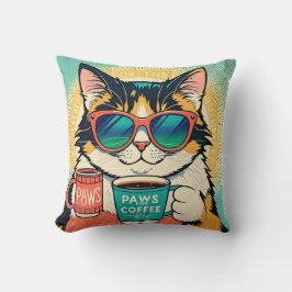 Cojín Decorativo Gato que lleva gafas de sol de tamaño exagerado, s