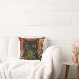 Cojín Decorativo Gato Ramen japonés gracioso gráfico Kawaii Cat Ani