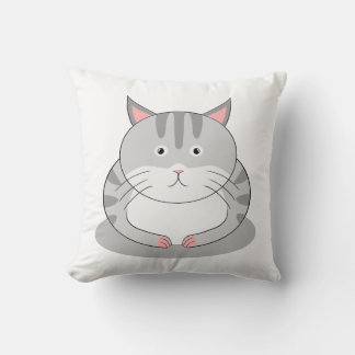 Cojín Decorativo Gato Regordete Sonriente Predeterminado Con Patrón
