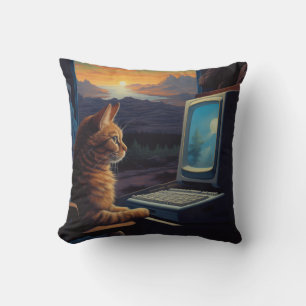 Cojín Decorativo Gato Retro Gamer   Juego de arte de píxeles de 8 b