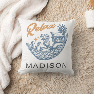 Cojín Decorativo Gato retro vintage Relajante Hamaca Cocktail de mo