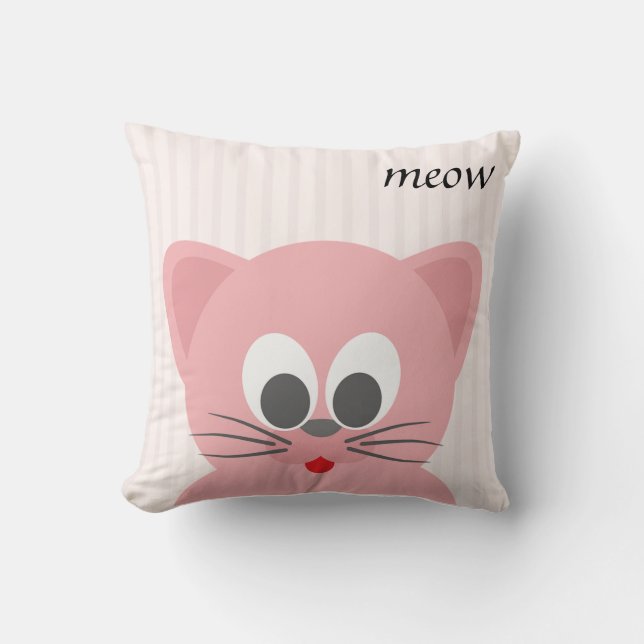 Cojín Decorativo Gato rosa dulce de moda (Anverso)