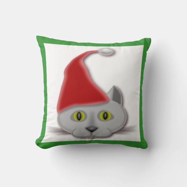 COJÍN DECORATIVO GATO SANTA "FELIZ NAVIDAD" (Anverso)