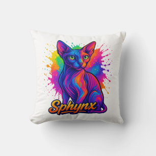 Cojín Decorativo Gato Sfinx de arte pop vibrante - colorido moderno