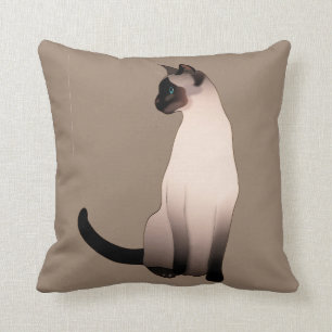 Cojín Decorativo Gato siamés del punto del sello en moreno de colo