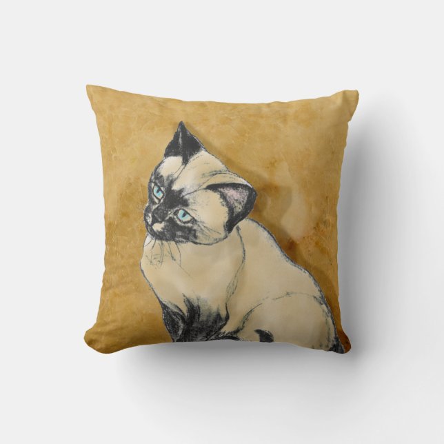 Cojín Decorativo Gato siamés en el oro (Anverso)