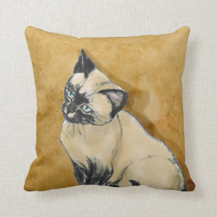 Cojín Decorativo Gato siamés en el oro