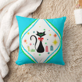 Cojín Decorativo Gato siamés retro de Navidad