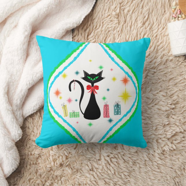 Cojín Decorativo Gato siamés retro de Navidad (Manta)
