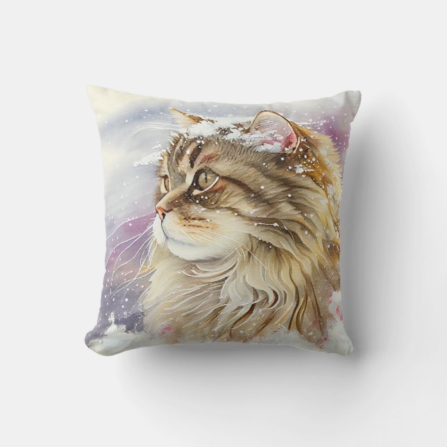 Cojín decorativo gato siberiano (Anverso)