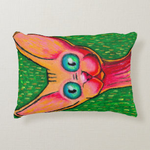 Cojín Decorativo Gato sin pelo curioso, pastel de aceite sobre patr