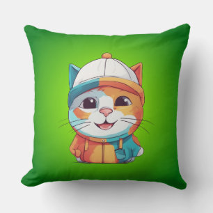Cojín Decorativo Gato Sonriente con Sombrero-78190