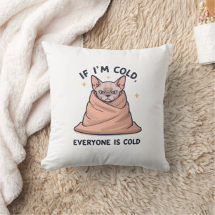 Cojín Decorativo Gato Sphynx Gruñón Arte de Dibujos Animados con Hu