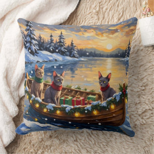 Cojín Decorativo Gato Sphynx Navidad Barco Fiesta
