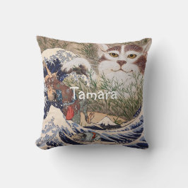 Cojín Decorativo Gato supernatural en la gran ola