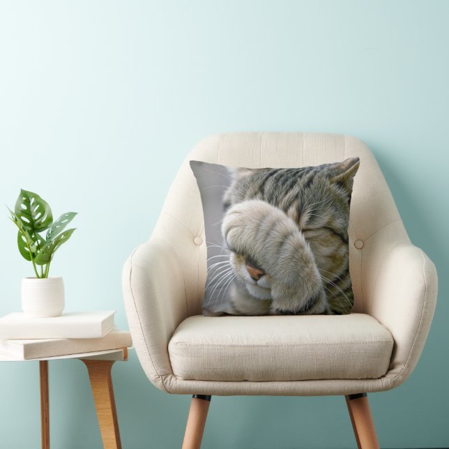 Cojín Decorativo Gato Tabby Gris Macro (Silla)