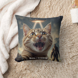 Cojín Decorativo Gato tomándose selfie con OVNI y obsequio divertid