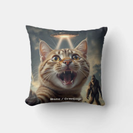 Cojín Decorativo Gato tomándose selfie con OVNI y obsequio divertid