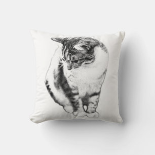 Cojín Decorativo Gato tranquilo mirando hacia abajo el pilar de art