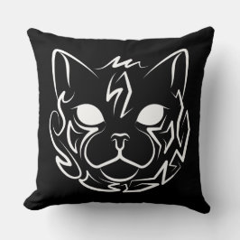 Cojín Decorativo Gato tribal negro y blanco