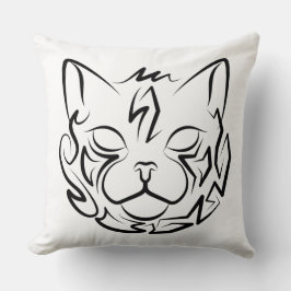 Cojín Decorativo Gato tribal negro y blanco