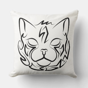 Cojín Decorativo Gato tribal negro y blanco